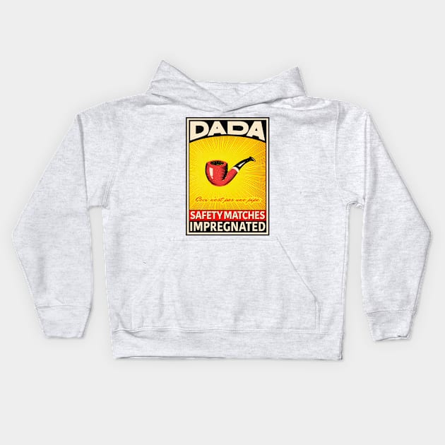 Dada Retro Matchbox Label The Pipe Kids Hoodie by Peadro